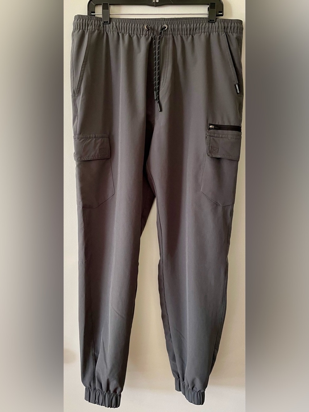 Tony Hawk Men's Size Large Gray Cargo Jogger Pants Elastic Drawstring Waist